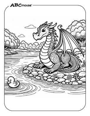 Free printable dragon coloring page from ABCmouse.com. 