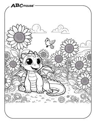 Free printable dragon coloring page from ABCmouse.com. 