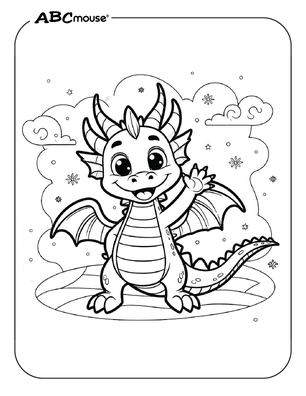 Free printable dragon coloring page from ABCmouse.com. 
