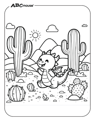 Free printable dragon coloring page from ABCmouse.com. 