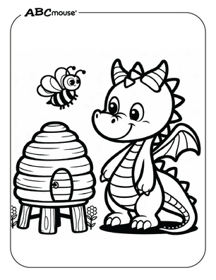 Free printable dragon coloring page from ABCmouse.com. 