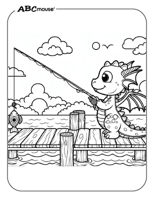 Free printable dragon coloring page from ABCmouse.com. 