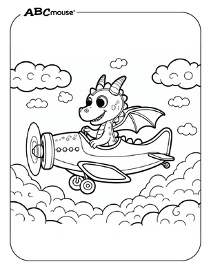 Free printable dragon coloring page from ABCmouse.com. 