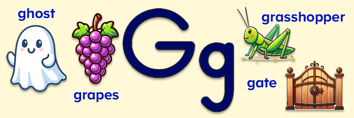 Free printable letter G words for kids from ABCmouse.com. 