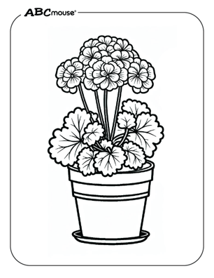 Free printable flowers in a pot coloring pages for kids from ABCmouse.com. 