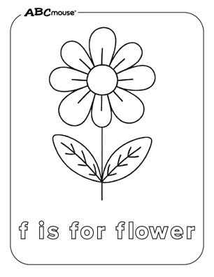 Free printable f is for flower coloring pages for kids from ABCmouse.com. 