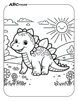 Free printable happy Stegosaurus Dinosaur Coloring Page for kids. 