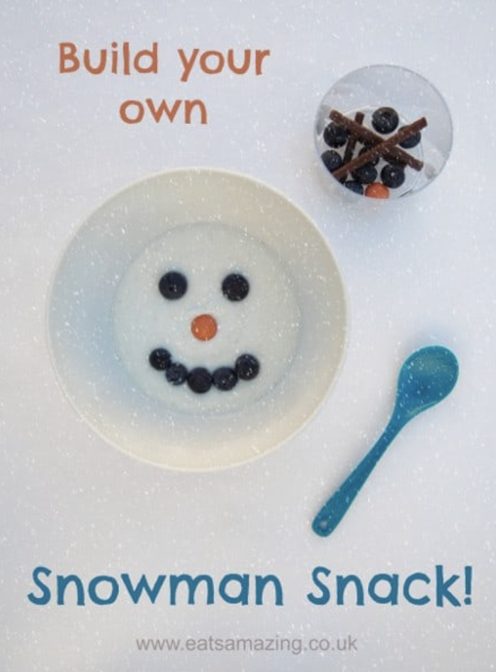 A fun snowman themed yogurt and berry craft.