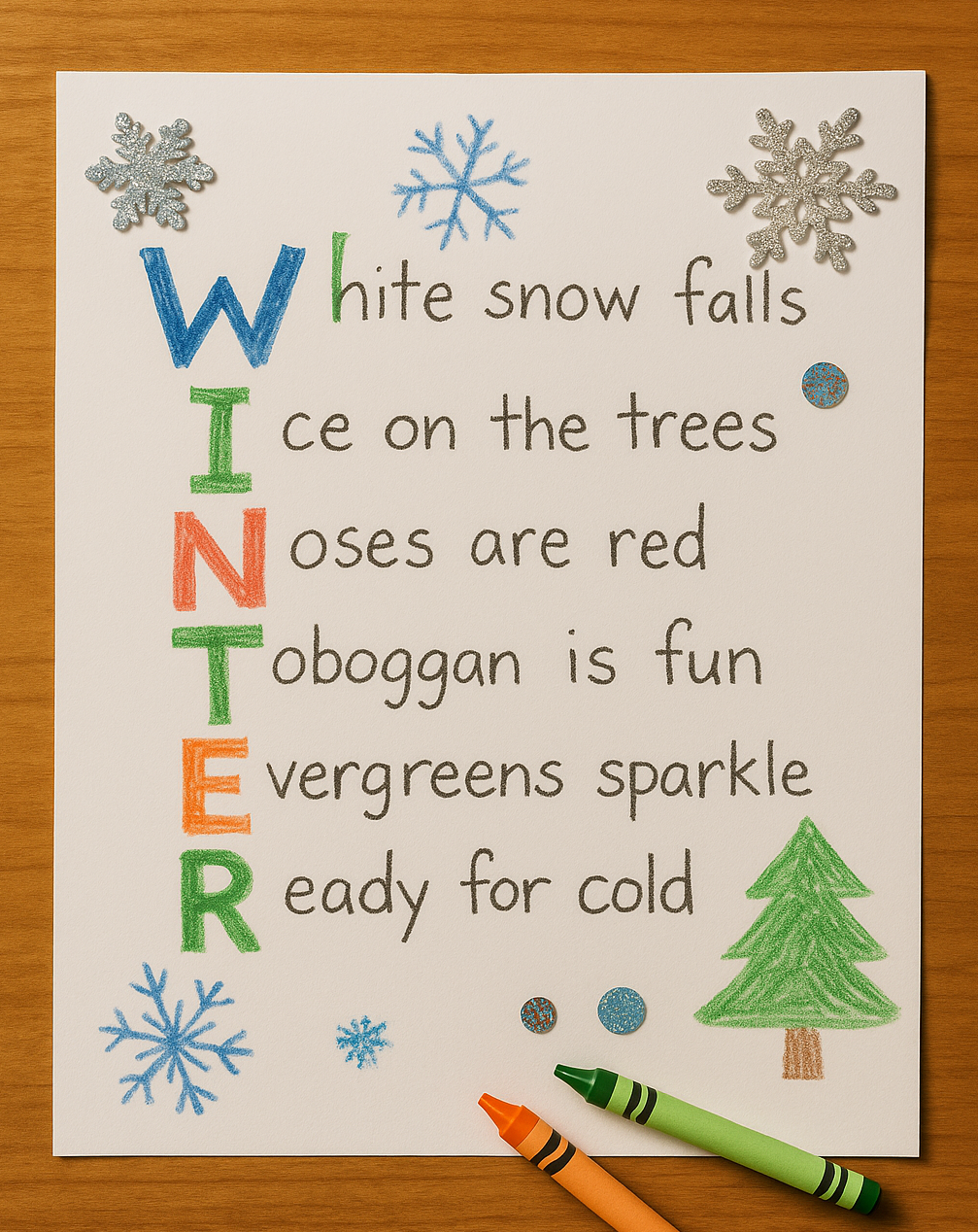 Winter acrostic poster.