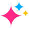 A pink blue and yellow star. 