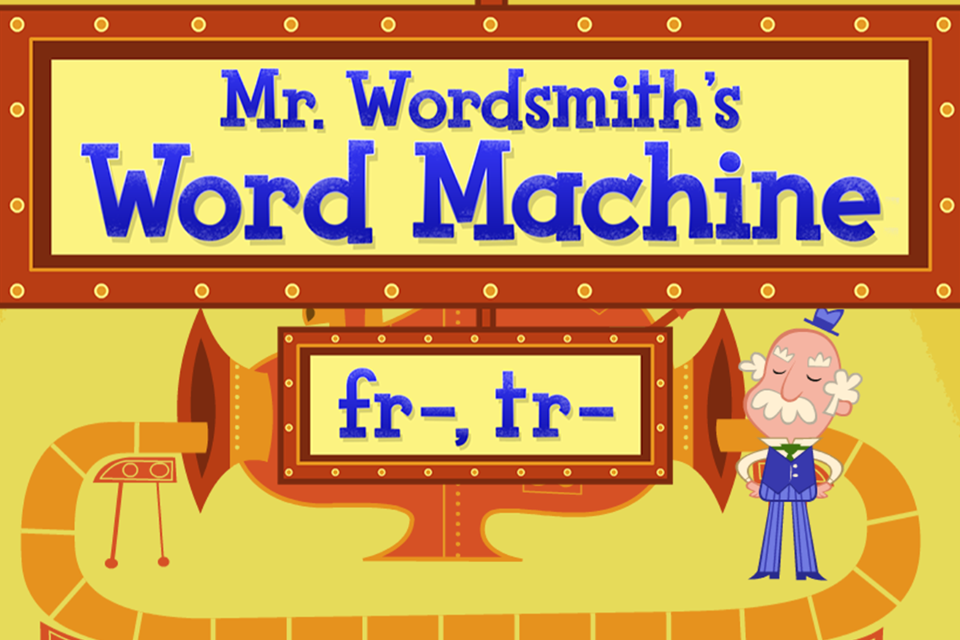 Fun Mr. Wordsmith's  word machine phonics game free to play online from ABCmouse.com. 