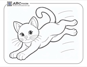 Cat jumping coloring page from ABCmouse.com. 