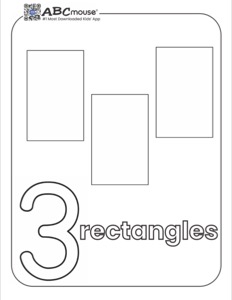 Count and Color Three Rectangles Coloring Page with a Large Number 3 ...