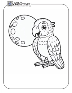 Parrot Coloring Page with a Moon | ABCmouse