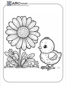 Spring Chick and Flower Coloring Page | ABCmouse
