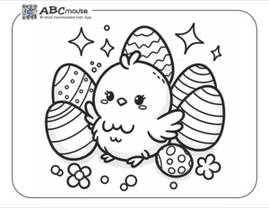 Easter chick and eggs Coloring Page for | ABCmouse