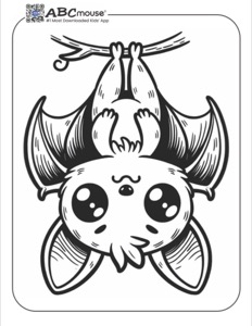 Cute Bat Coloring Page with a Clear Halloween Theme | ABCmouse