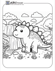 Stackasaurus Colouring Cute Stegosaurus in Nature Coloring Page | ABCmouse