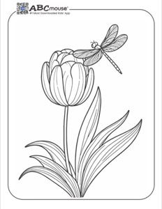 Simple Spring Flower and Insect Coloring Page | ABCmouse