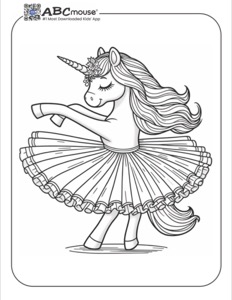 Unicorn dancing ballerina Coloring Page | ABCmouse