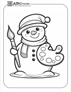 Snowman holding paintbrush and palette activity Coloring Page | ABCmouse