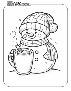 Simple snowman Coloring Page with winter theme | ABCmouse