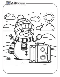Fun Snowman Going on Vacation Coloring Page | ABCmouse