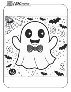 Cute ghost coloring page for kids free to print from ABCmouse.com.