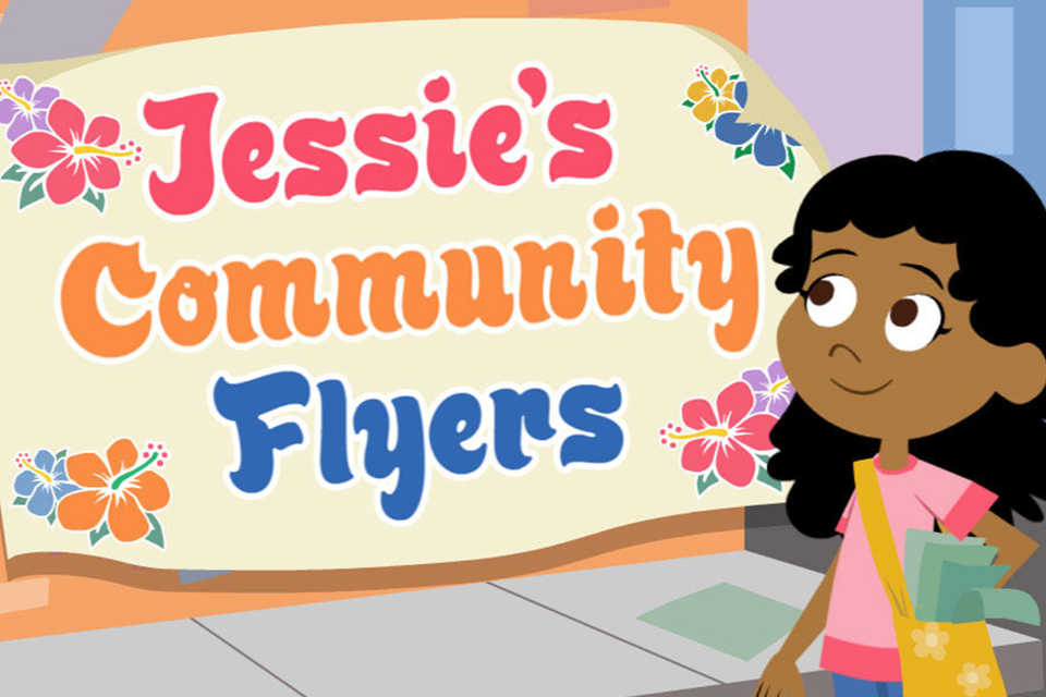Jessie's Community Flyers fun free writing and language game for kids to play online from ABCmouse.com. 