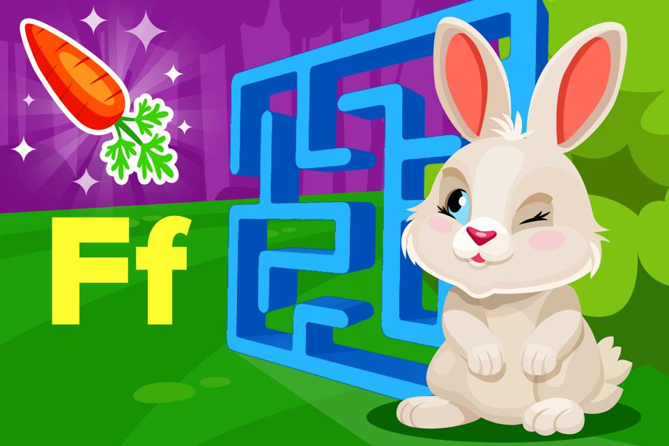 Letter Ff bunny hops free online maze game for kids from ABCmouse.com. 