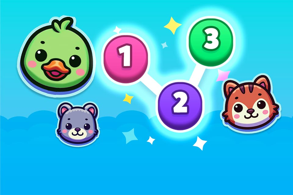 A fun and colorful early addition game for kids called 'pop math sums' from ABCmouse.com. 