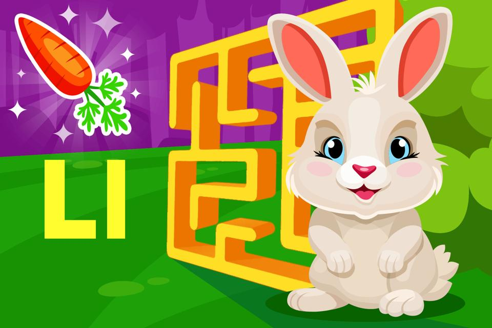 Fun free to play bunny themed letter Ll maze game for kids from ABCmouse.com. 