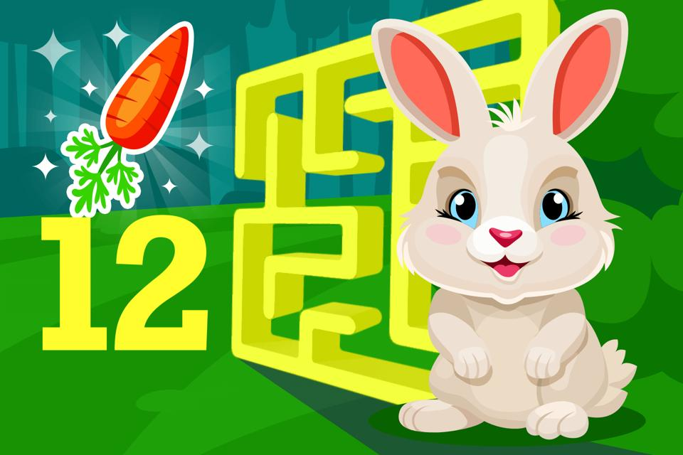 Bunny hop maze number 12 free game online for kids to play from ABCmouse.com.