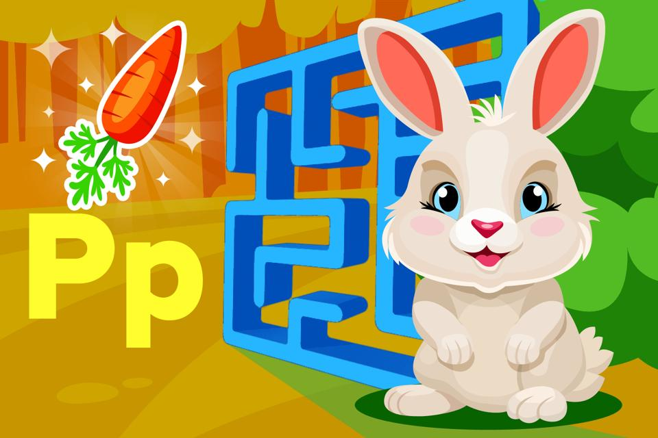 Fun bunny themed letter p maze game for kids to play online for free from ABCmouse.com. 