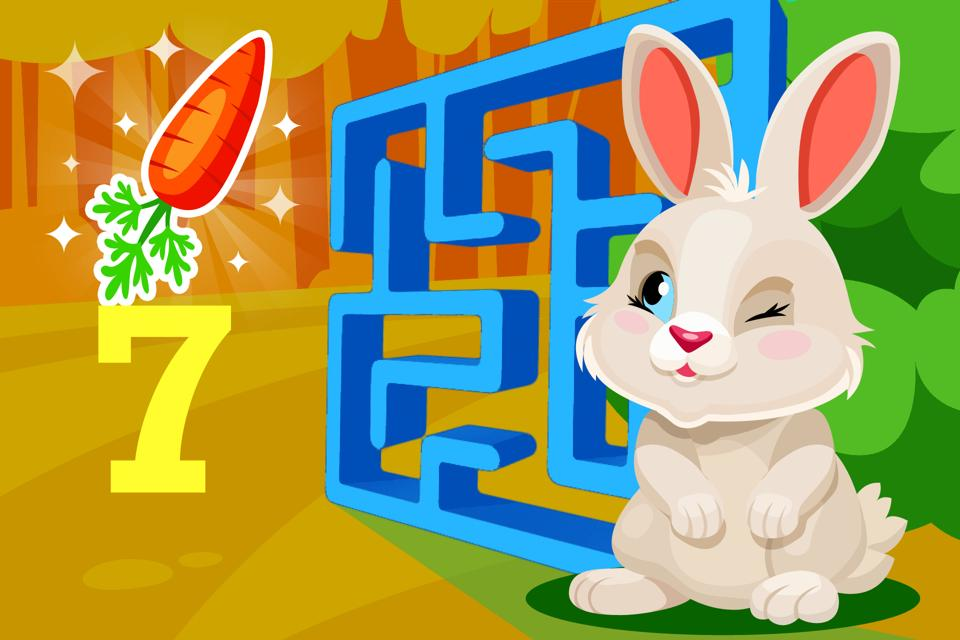 Number 7 bunny hops maze game for kids to play online free from ABCmouse.com. 