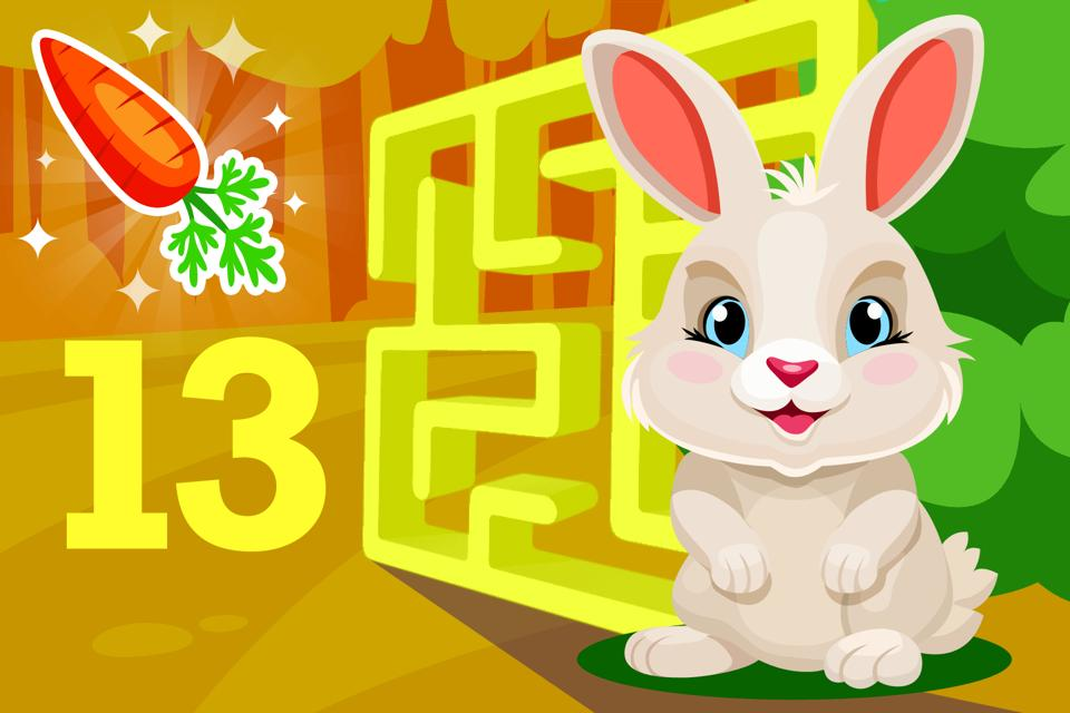 Bunny hop maze number 13 free online game for kids to play from ABCmouse.com. 