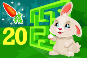 Fun bunny themed number 20 recognition maze game for kids from ABCmouse.com. 