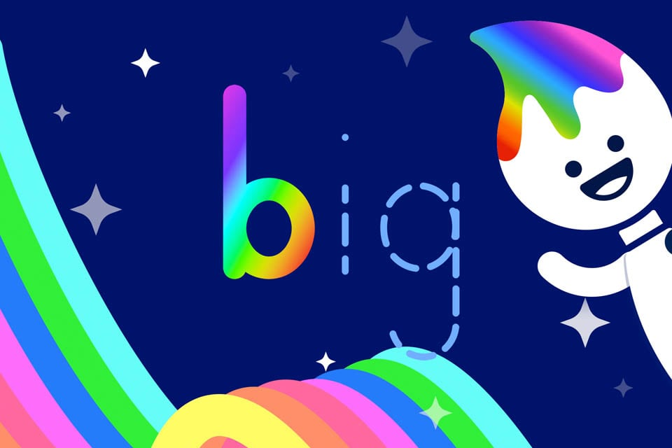 Sight word big game from ABCmouse.com.  Trace the word in rainbow letters. 
