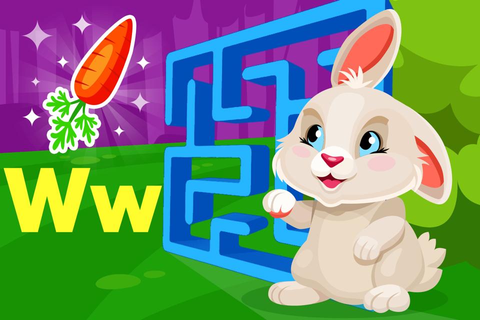Free online bunny themed letter Ww maze game for preschoolers and kindergarteners from ABCmouse.com. 