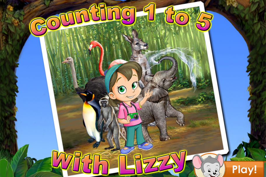 Counting 1-5 with Lizzy fun ABCmouse game for kids online. 