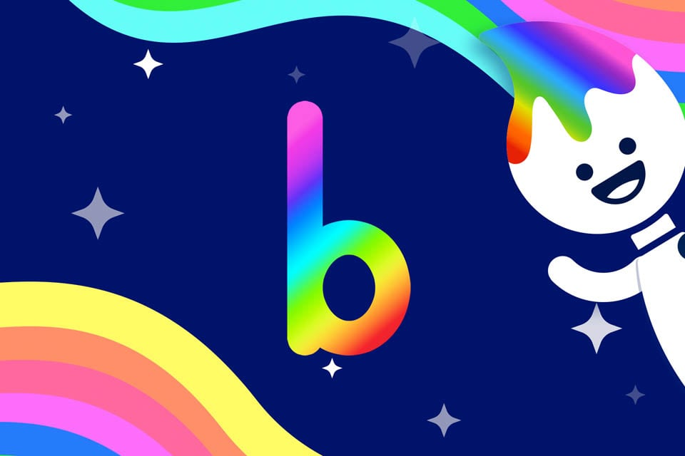 Rainbow Tracing Letter b online learning game from ABCmouse