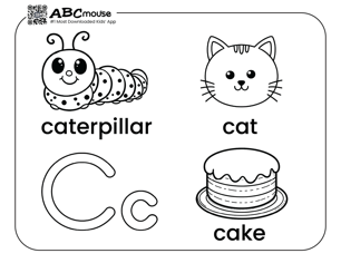 Free printable letter C coloring page for kids from ABCmouse.com.