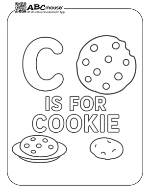 Free printable letter C is for cookie coloring page for kids from ABCmouse.com.