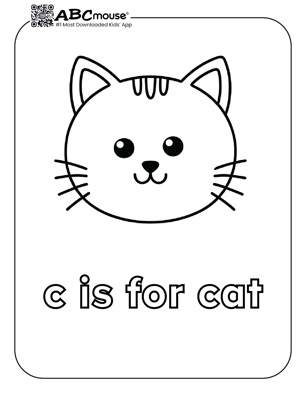 Free printable letter C is for cat coloring page for kids from ABCmouse.com.