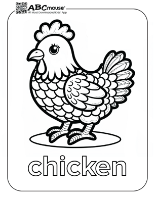 Free printable letter C is for chicken coloring page for kids from ABCmouse.com.