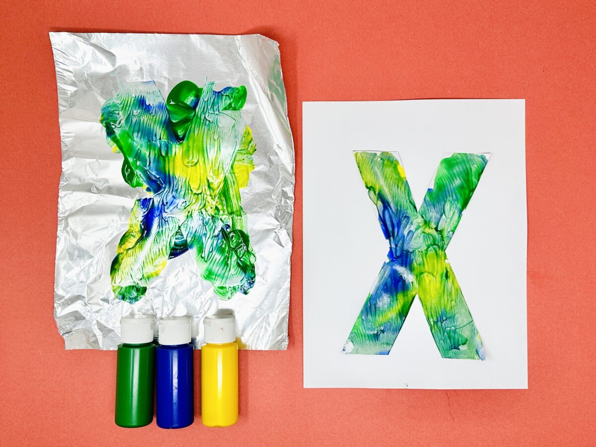 Letter X is for foil painting craft for kids from ABCmouse.com. 