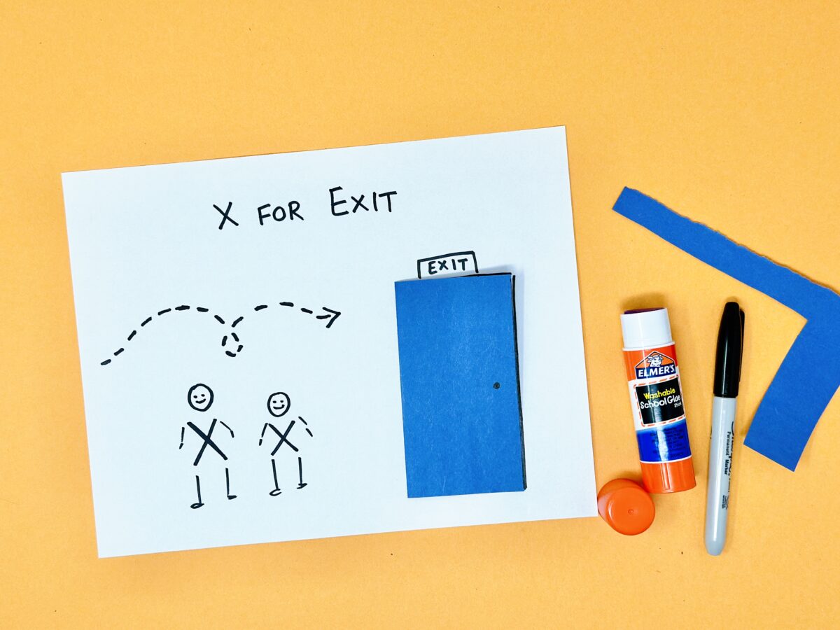 Letter X is for exit craft for kids from ABCmouse.com. 
