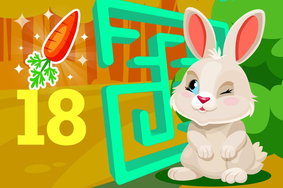 Bunny hop maze number 18 free game online for kids to play from ABCmouse.com.