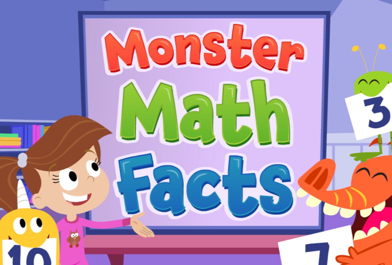 Fun monster math facts free to play game for kids online from ABCmouse.com. 