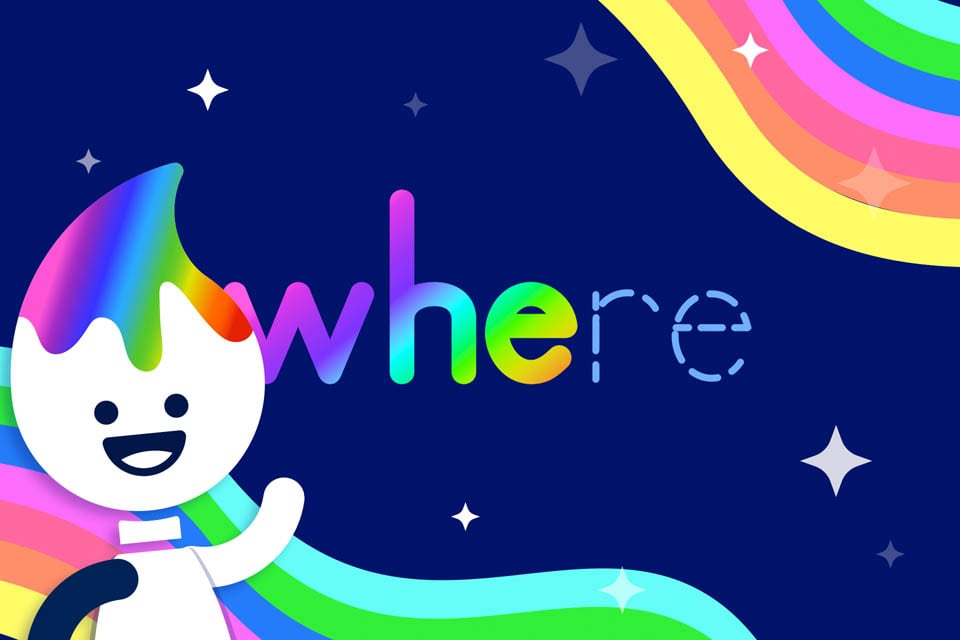 Rainbow Traceables: Sight Word “where”